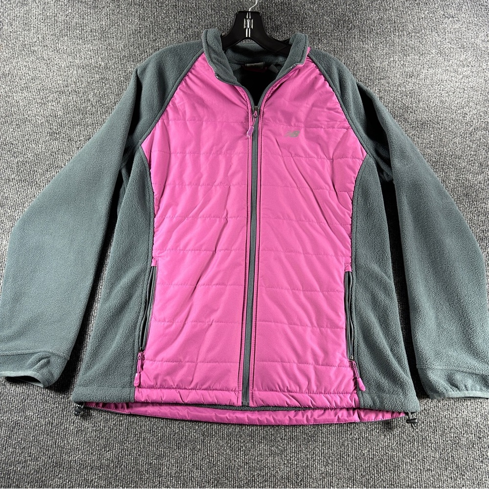 EUC New Balance‎ Women’s Pink and Gray Puffer Jacket with Quilted Design